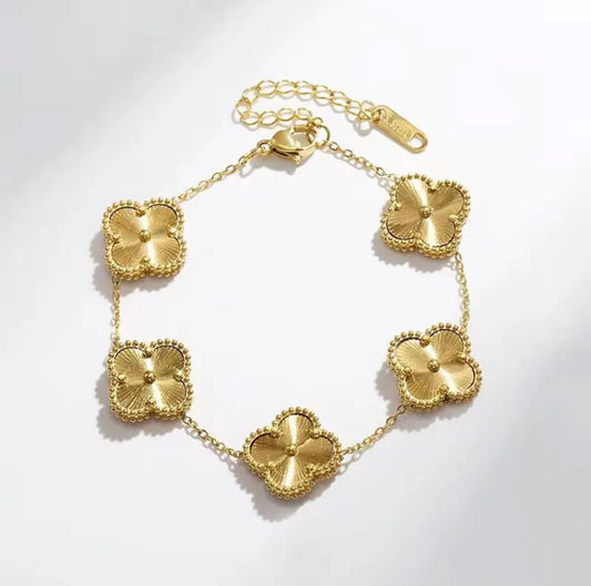 Four Leaf Clover Gold Stainless Steel Bracelet
