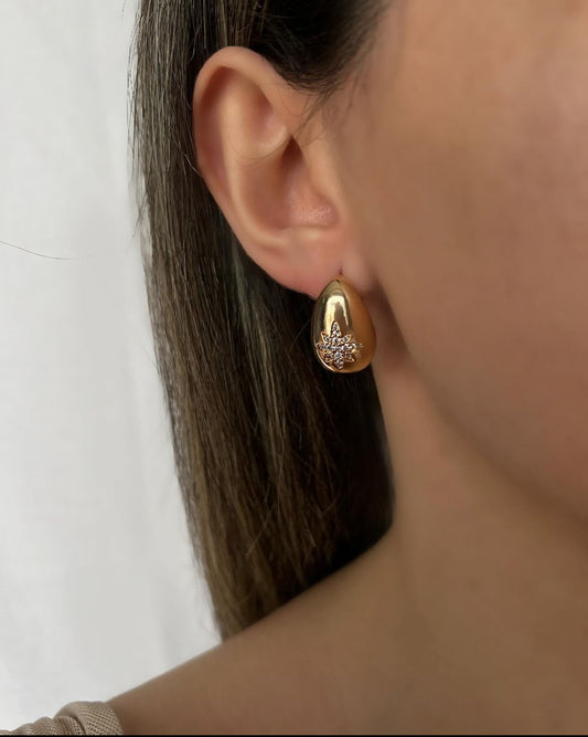Chunky Gold Tear Drop Butterfly Stones Earrings