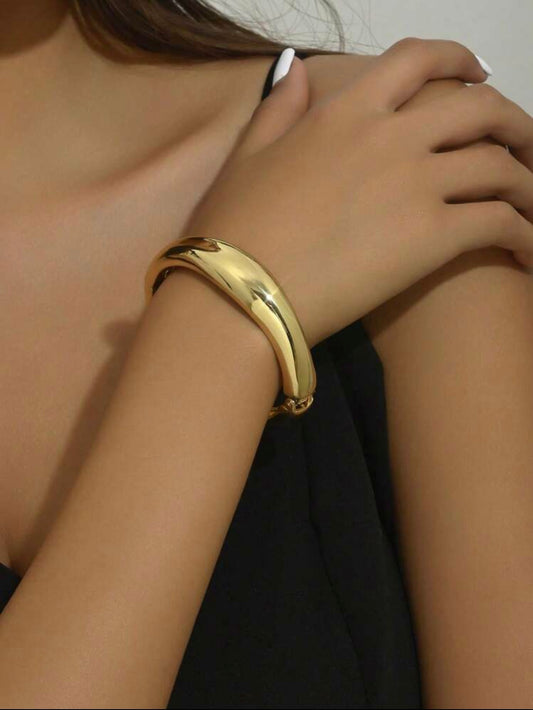 Thick Gold Bangle Bracelet