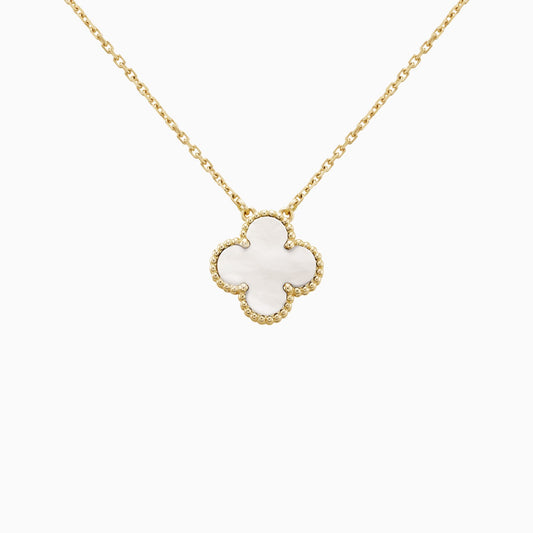 White Clover Pendant Stainless Steel Necklace in Gold