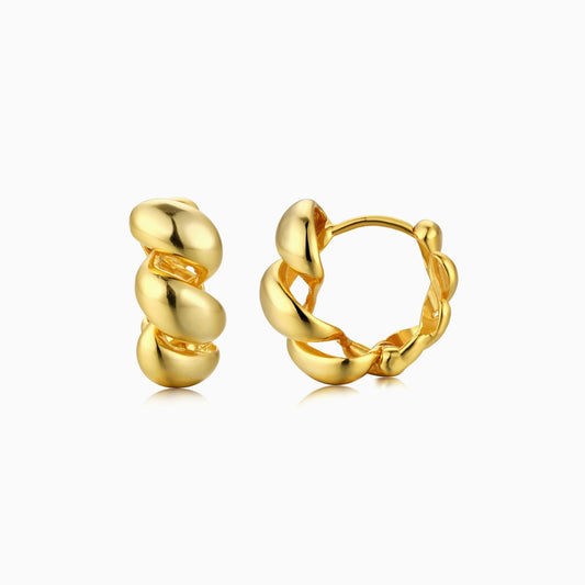 18k Plating Auger Hoop Earrings in Gold