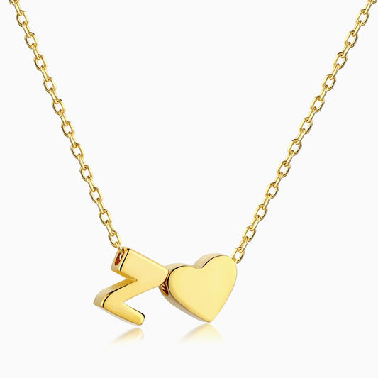 Z initial and Heart Necklace in Gold