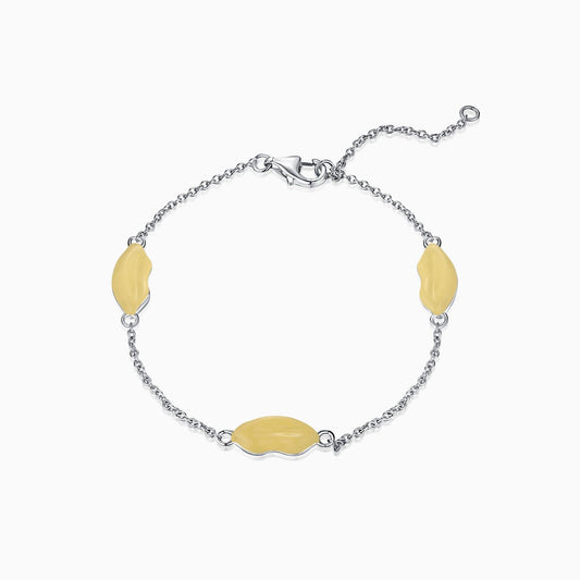 Yellow Lips Shape Chain Bracelet in Silver