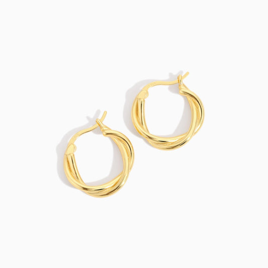 18k Plating Auger Hoop Earrings in Gold