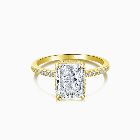 Pavé Rectangle Radiant Ring in Gold