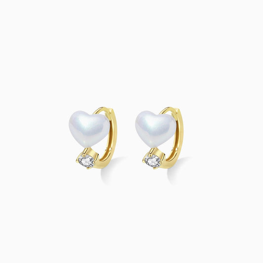 18K Plating Heart Shape Pearl Earrings in Gold