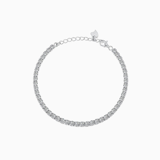 3mm White Stone Tennis Bracelet in Silver