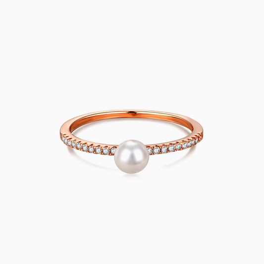 Pavé Diana Shell Pearl Ring in Rose