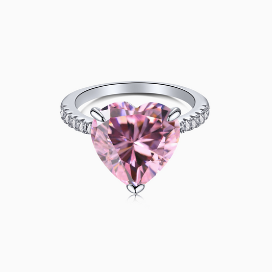 Pink Heart Pave Ring