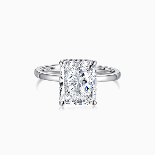 8A Crushed Ice Rectangle Radiant Ring with a Solitaire Band in Silver