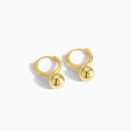 18k Plating Ball Drop Hoop Earrings in Gold