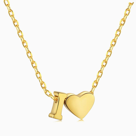I initial and Heart Necklace in Gold