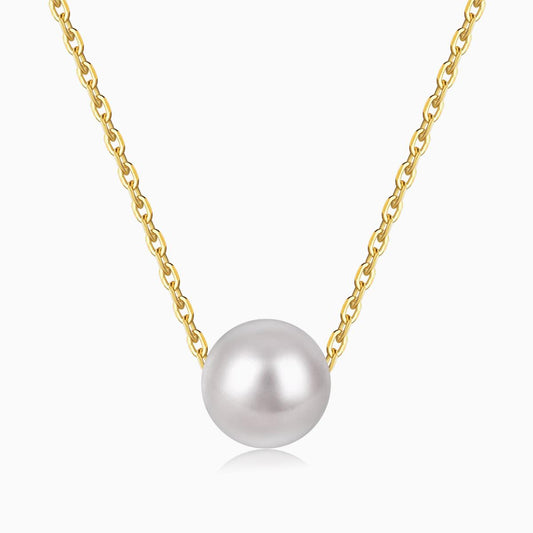 Pearl Ball Stone Chain Necklace in Gold