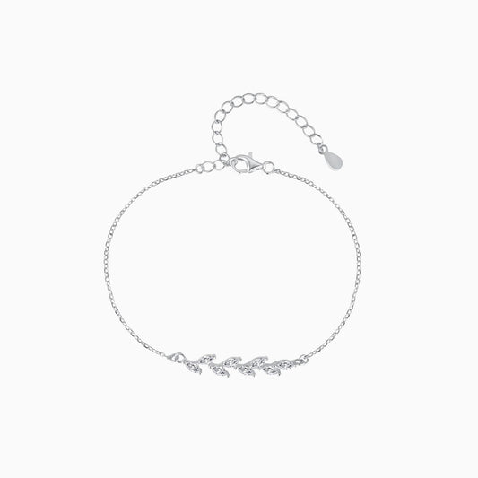 Leaf Stone Shape Chain Bracelet in Silver