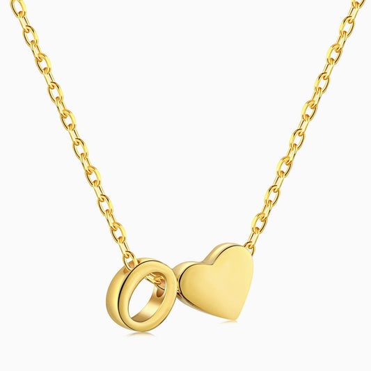 O initial and Heart Necklace in Gold