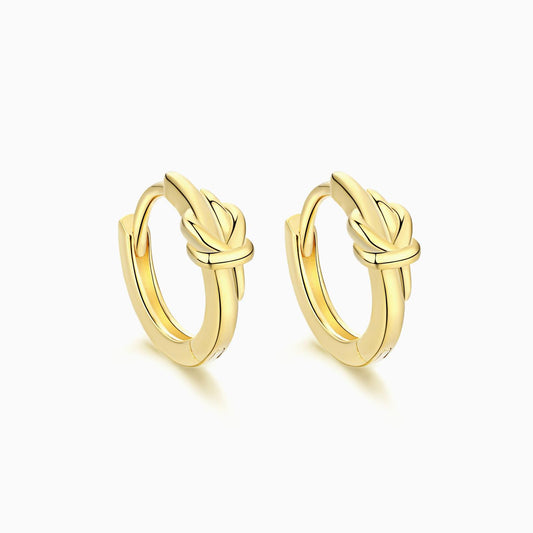 18k Plating Knot Hoop Earrings in Gold