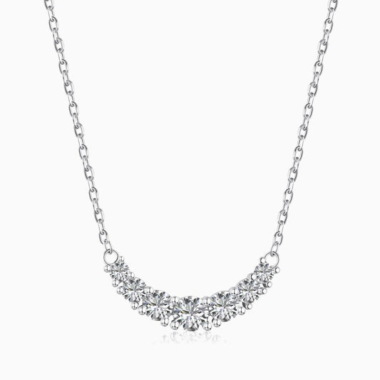 Seven Stone Chain Necklace in Silver