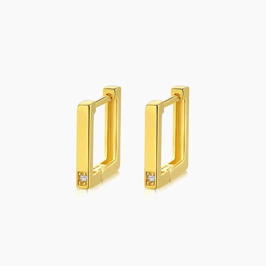 10mm Square Shape Hoop Earrings in Gold
