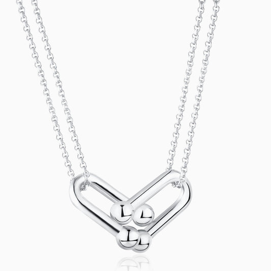 Urban Endurance - You & Me Link Pendant Necklace in Silver
