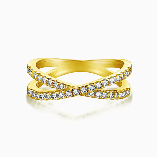Cross Eternity Ring in Gold