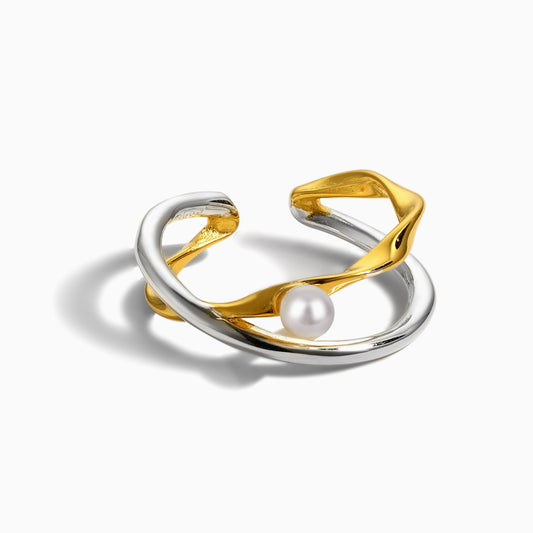 Harmony Pearl Ring in Gold and Silver