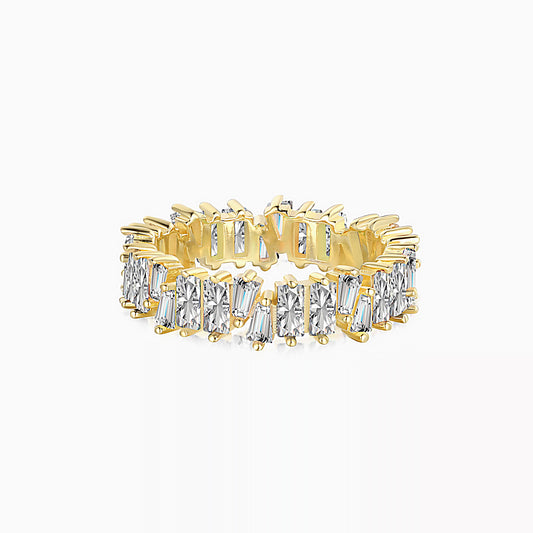 Crushed Ice Baguette Ring in Gold