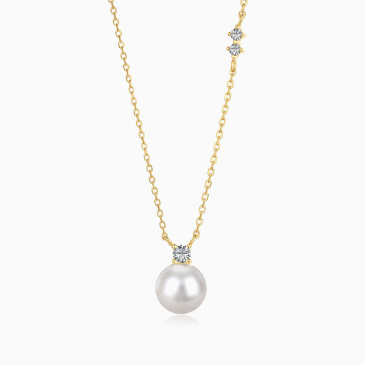 Fresh Water Shell Pearl Necklace in Gold