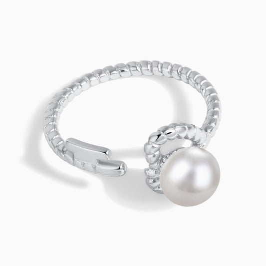 Fresh Water Pearl Ring with a Bubble Band in Silver