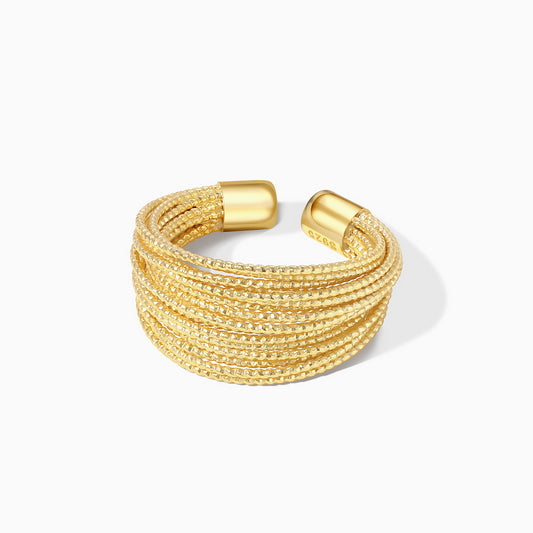 Helical Open Adjustable Ring in Gold