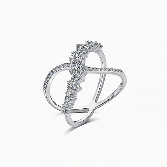 Cross Pave Ring in Silver
