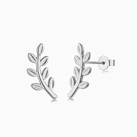 Leaf Shape Earrings in Silver