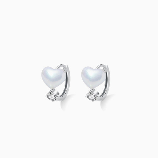 Heart Shape Pearl Earrings in Silver