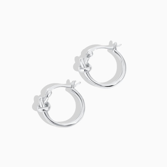 Knot Hoop Earrings in Silver