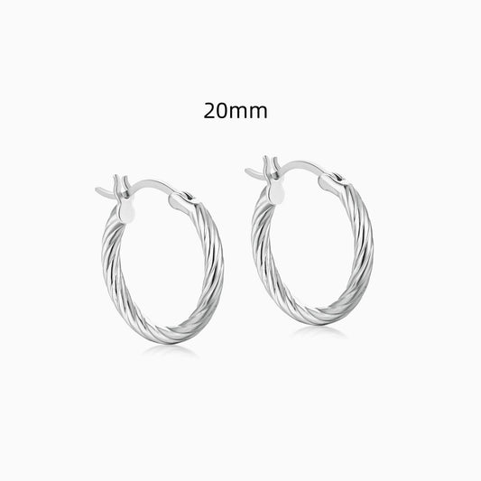 20mm Auger Hoop Earings in Silver