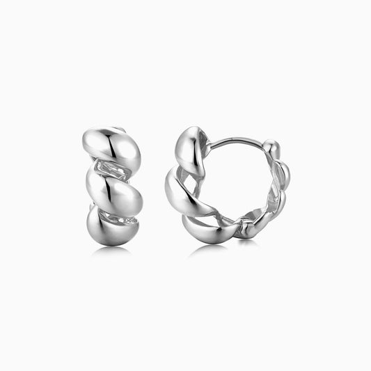 8mm Auger Hoop Earrings in Silver