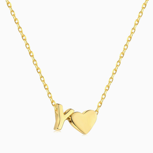 Y initial and Heart Necklace in Gold