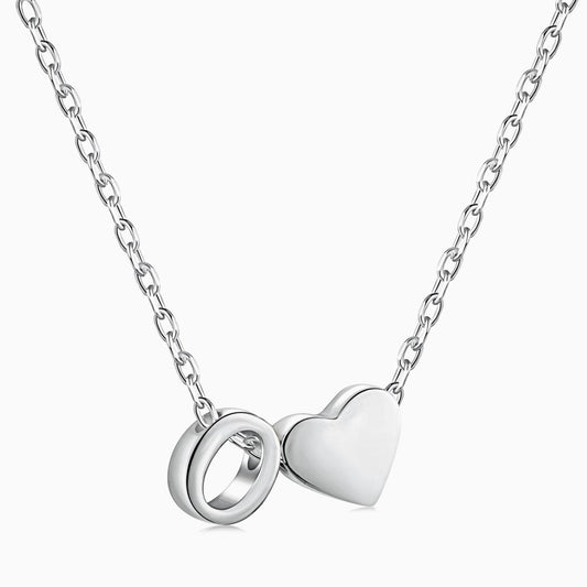 O initial and Heart Necklace in Silver