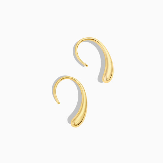 Curved Teardrop Earrings in Gold
