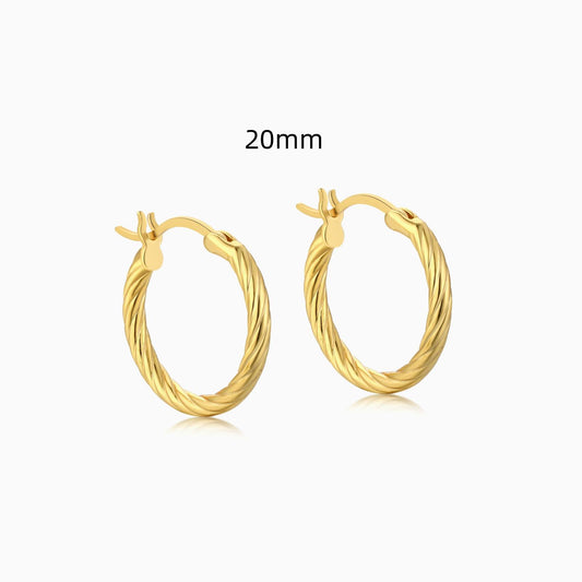 20mm Auger Hoop Earrings in Gold