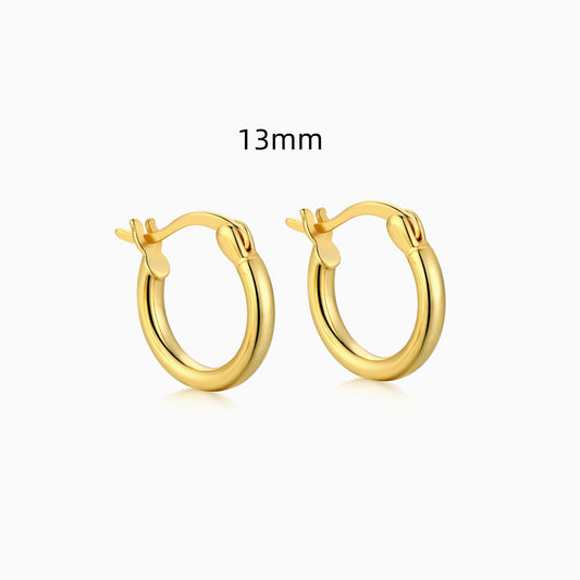 13mm Hoop Earrings in Gold
